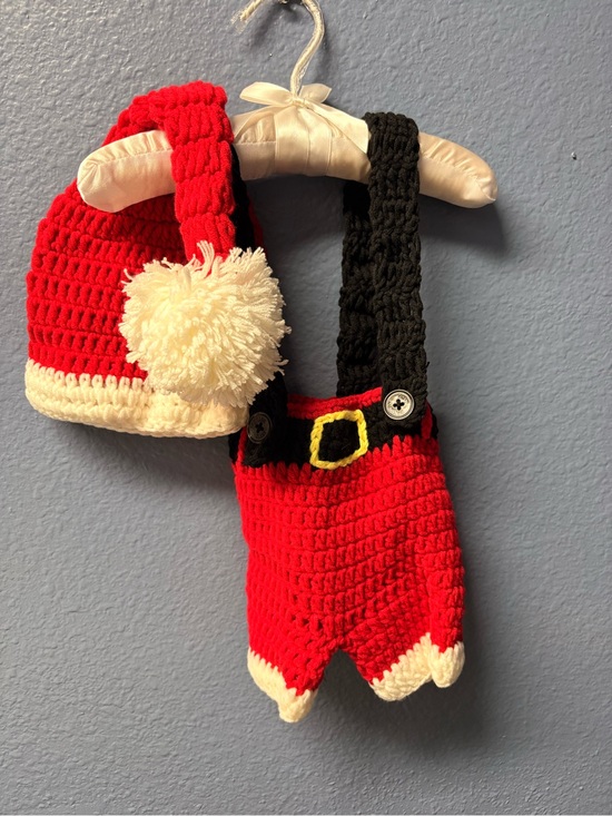 Other - Handmade Red Santa Romper & Hat Set for Baby